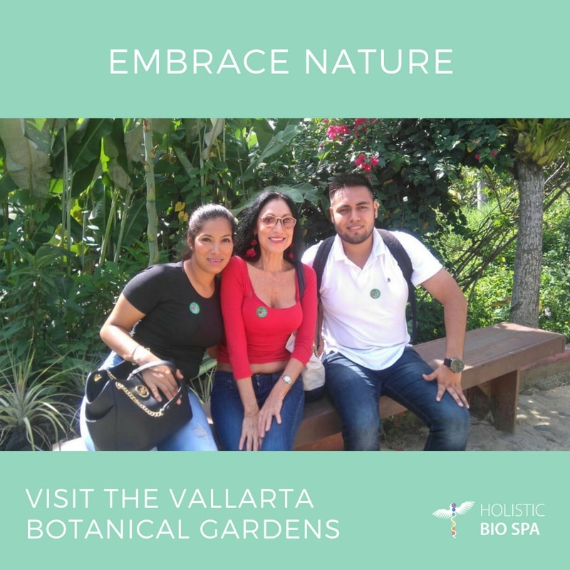 Holistic Bio Spa team connecting with nature at Vallarta Botanical Gardens